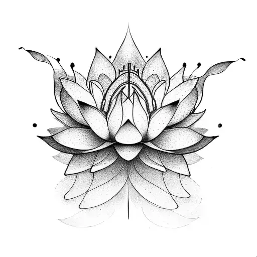 Lotus flower emerging from a chrysalis symbolizing personal transformation and spiritual growth tattoo design idea