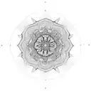 Mandala with intricate geometric patterns representing spiritual enlightenment tattoo design idea