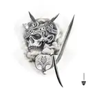 uma guerreira com arco e flecha tattoo design idea