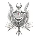 uma guerreira com arco e flecha tattoo design idea