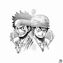 luffy and zoro from one piece tattoo design idea