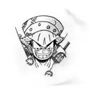 luffy and zoro from one piece tattoo design idea