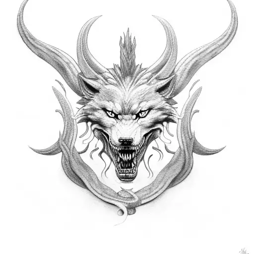 fenrir, hel and jormungandr  tattoo design idea