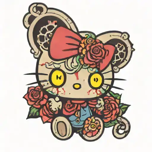 hello kitty zombie tattoo design idea