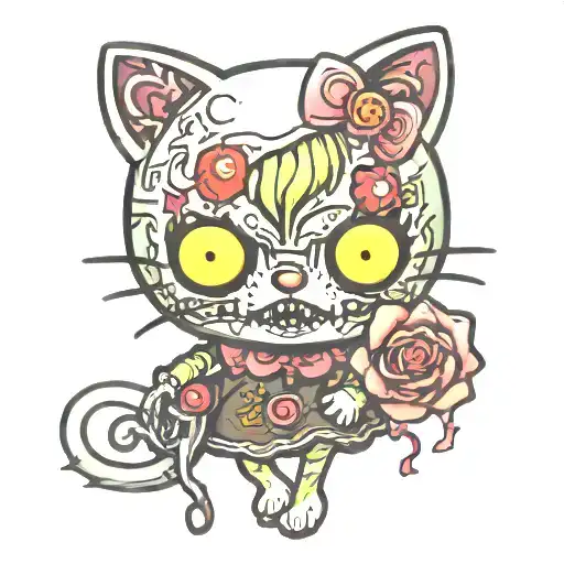 hello kitty zombie tattoo design idea