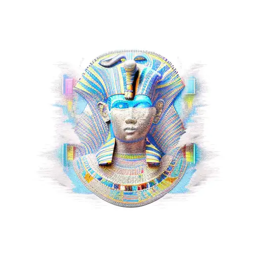 A new-school design showcasing a creative fusion of the creation of Adam artwork and Egyptian hieroglyphics tattoo design idea