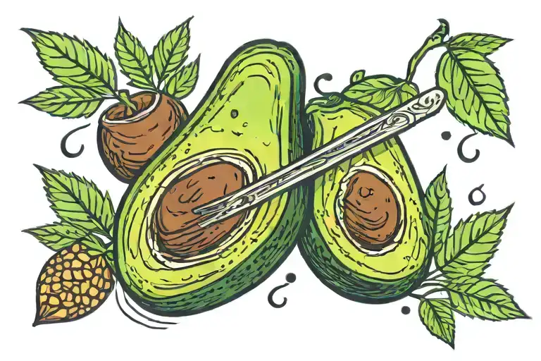 avocado mix with marijuana tattoo design idea