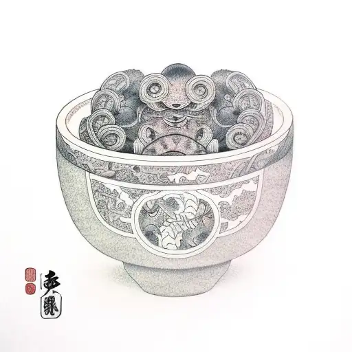 bowl of noodles tattoo design idea