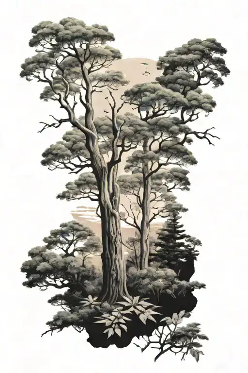 Australian forest scene tattoo design idea