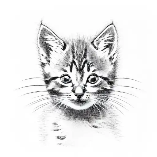 Kitten silhouet samen met kleine beer silhouet samen op een bankje kijken naar de sterren tattoo design idea