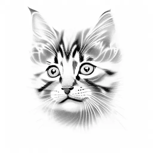 Kitten silhouet samen met kleine beer silhouet samen op een bankje kijken naar de sterren tattoo design idea