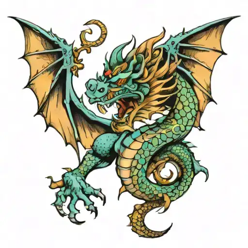 leo time dragon tattoo design idea
