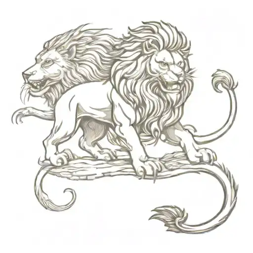 lion and dragon tattoo design idea
