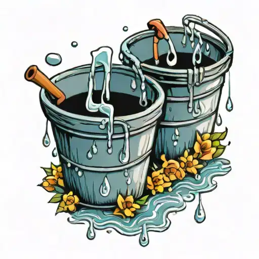 rain drops fill buckets tattoo design idea