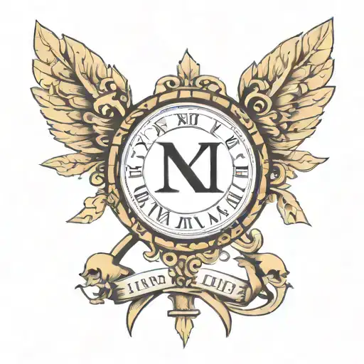 child's date of birth Roman numerals surrounded tattoo design idea