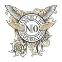 child's date of birth Roman numerals surrounded tattoo design idea