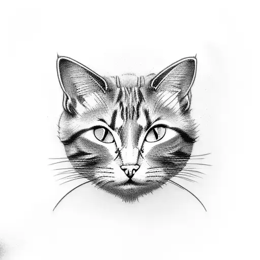 Cat face on with heart collar tattoo design idea