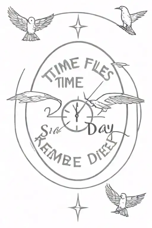 Time flies, seize the day and remember to die tattoo design idea
