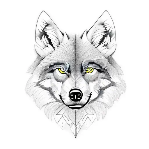 grown alpha Wolf looking at younger self tattoo design idea