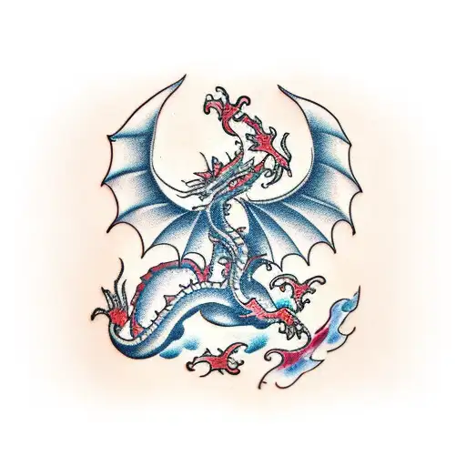 Dragon clouds tattoo design idea