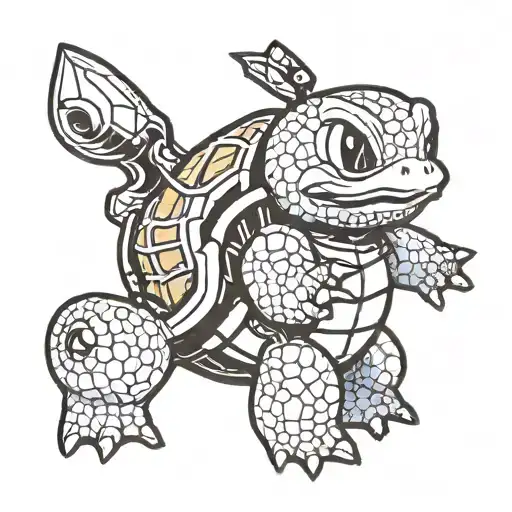 Squirtle from the Squirtle squad looking evil  tattoo design idea