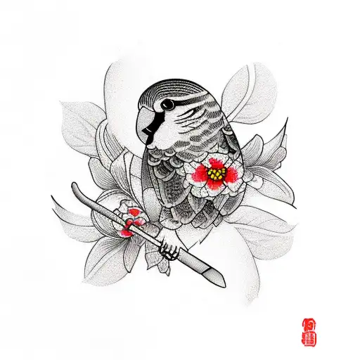 beagle and a budgie tattoo design idea