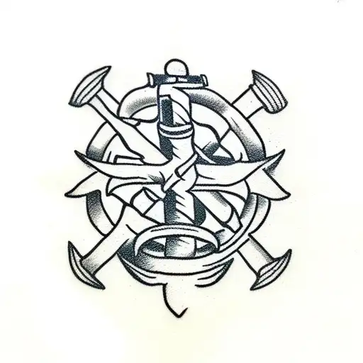 traditional anchor compass tattoo