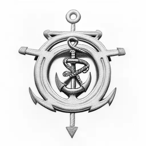 anchor cross and compass tattoo design idea