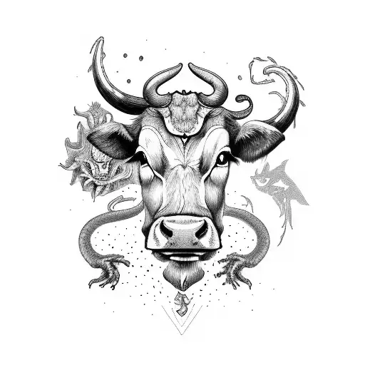 cow, dragon and monkey brothers simulating the three wise monkeys tattoo design idea