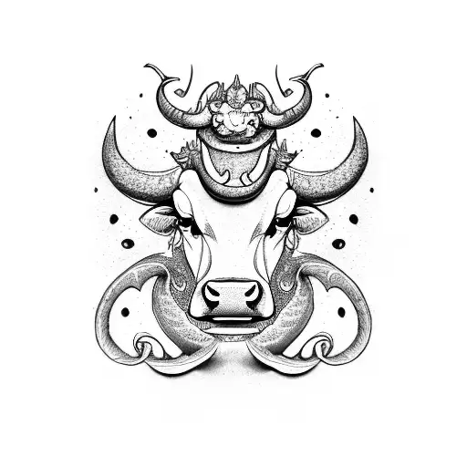 triplet of cow, dragon and monkey tattoo design idea