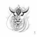 three head cow, a dragon and monkey tattoo design idea