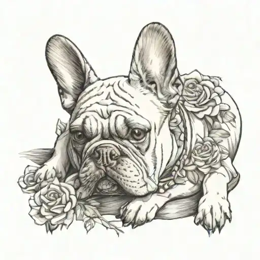 french bulldog wearing tattoo design idea