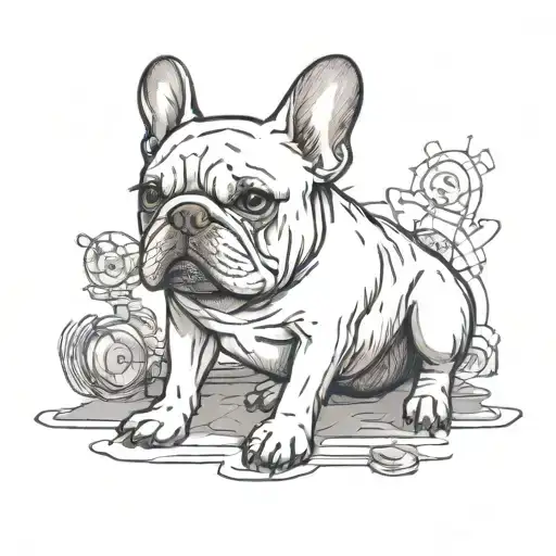 frenchie bulldog working out  tattoo design idea