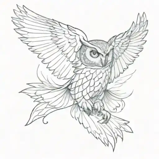 flying owl with claws outstretched tattoo design idea
