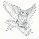 flying owl with claws outstretched tattoo design idea