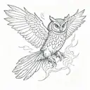 flying owl with claws outstretched tattoo design idea