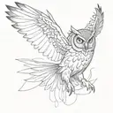 flying owl with claws outstretched tattoo design idea