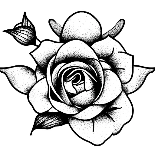 garden roses, sunflower, liliacs and delphinium tattoo design idea