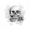 skull with roses and snakes tattoo design idea