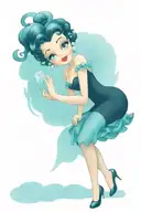 curvy Betty Boop  wearing thigh high stockings and black dress tattoo design idea