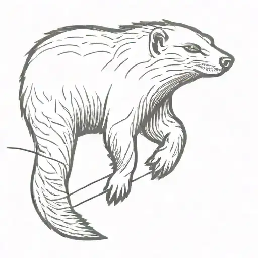honey badger animal and buddhism tattoo design idea