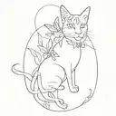 A sketch of a medium-sized tattoo that is associated with grace, art, cats and butterflies tattoo design idea