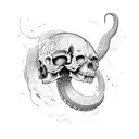 crushed serpent skull tattoo design idea