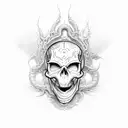 crushed serpent skull tattoo design idea