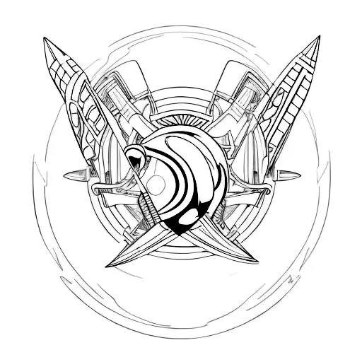 A minimalist tattoo of a sportscar and sportbike merging together to form a single sleek vehicle tattoo design idea