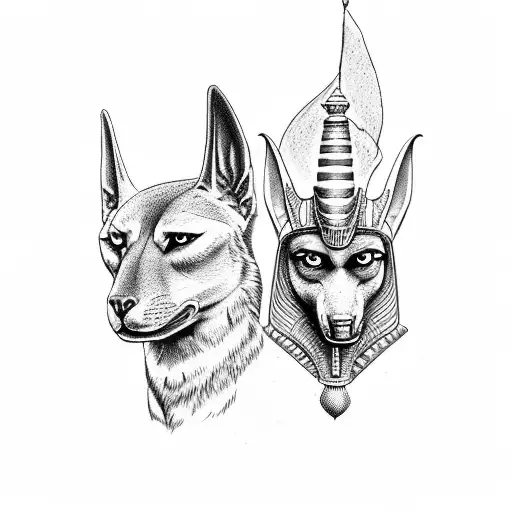 Anubis and egyptian king tattoo design tattoo design idea