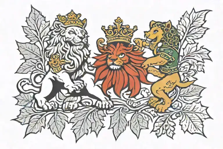 Canadian leaf, fighting Irish, Scottish lion tattoo design idea