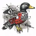 duck with gun belt and holsters tattoo design idea