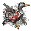 duck with gun belt and holsters tattoo design idea