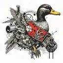 duck with gun belt and holsters tattoo design idea